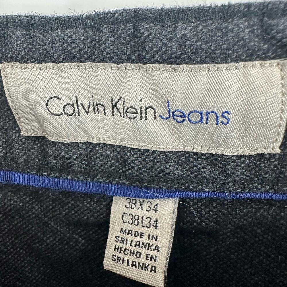 Calvin Klein Jeans Size 38x34 Jeans Black Straight Leg Solid Dark Wash Denim - Picture 4 of 6